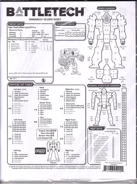 BT Reinforcements Record Sheet Book